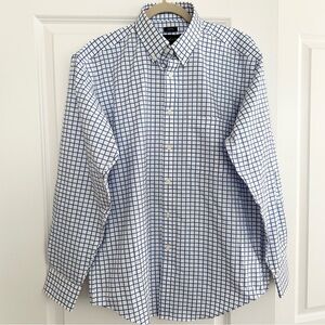 Joseph & Feiss Blue & White Checkered Non Iron Classic Fit Dress Shirt